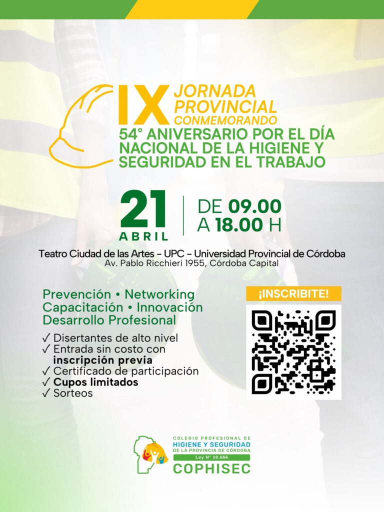 flyer evento 21 abril cophisec dia nacional de la higiene y seguridad escanear qr